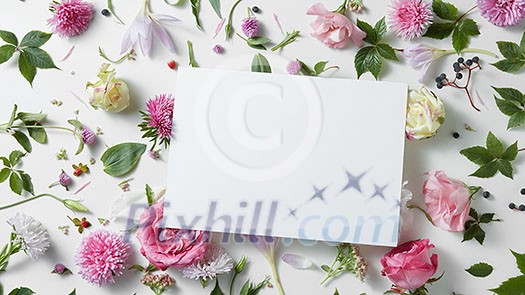Beautiful spring floral frame on a white background is made of white flowers with a special place for your text Beautiful spring floral frame on a white background is made of white flowers with a special place for your text