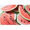 Background of red fresh watermelon slices, close up