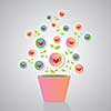 vector heart tree in pot vintage card 