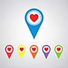 vector heart  pointer icon set   