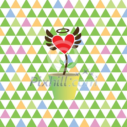 vector heart tree in pot vintage card vector heart tree in pot vintage card