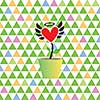 vector heart tree in pot vintage card 