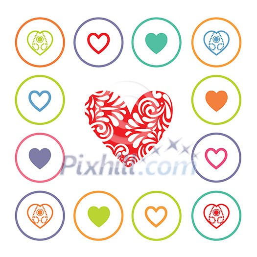 vector heart shape set design 
