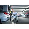 Underground parking/garage (shallow DOF; color toned image)