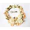 round frame of roses in the middle of the key to the heart, Valentine's concept.
