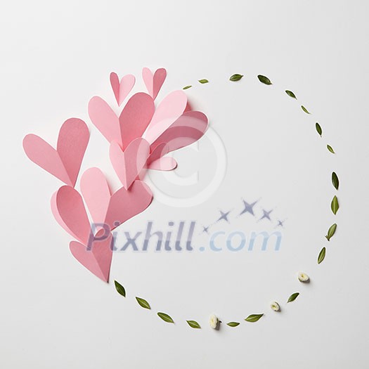 round frame of hearts with space for text on white background round frame of hearts with space for text on white background