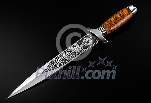 Hunting Knife on a black background Hunting Knife on a black background