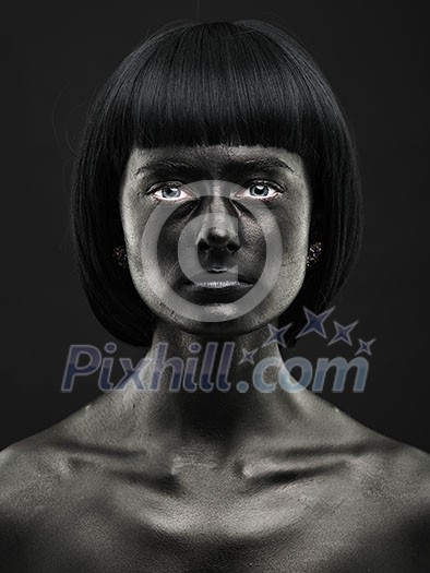Natural portrait of a dark-skinned beautiful girl. Black Beauty face. No photoshop. Natural portrait of a dark-skinned beautiful girl. Black Beauty face. No photoshop.