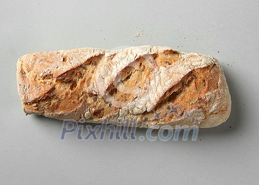 Healthy bread with seeds isolated on white background.