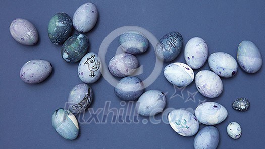blue easter eggs on a blue background, Easter background blue easter eggs on a blue background, Easter background