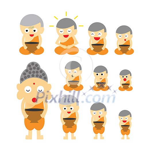 vector buddhist monk action cartoon vector buddhist monk action cartoon