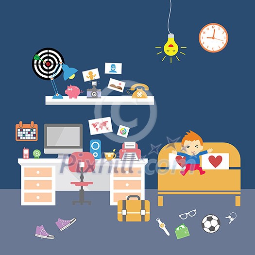 vector creative office room and baby vector creative office room and baby