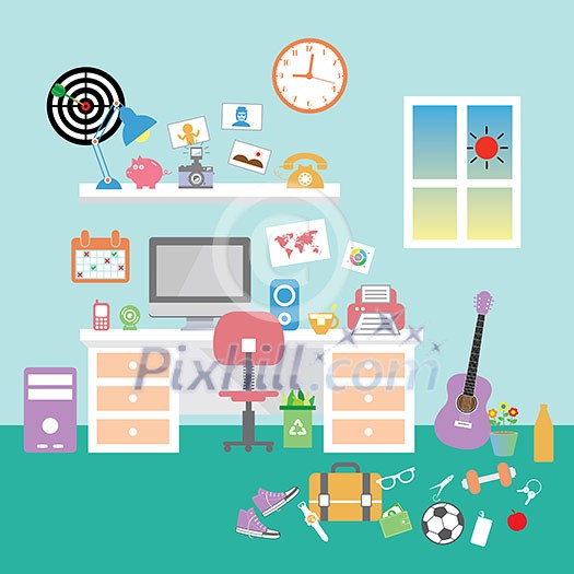 vector creative office room interior workspace vector creative office room interior workspace