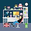 vector creative office room interior workspace     