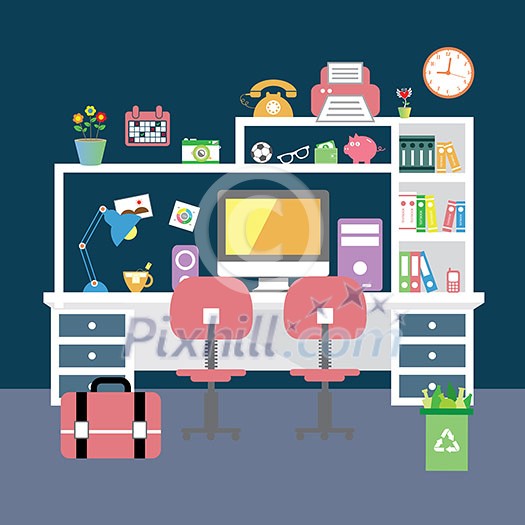 vector creative office room interior workspace vector creative office room interior workspace