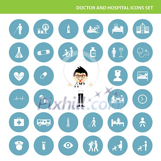 vector doctor and hospital icon set vector doctor and hospital icon set