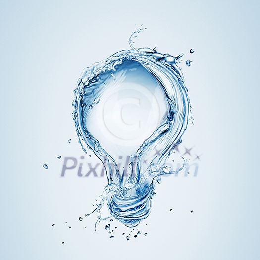Light bulb from water splash isolated on a blue background Light bulb from water splash isolated on a blue background