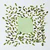 Green blank paper with green leaves on white background