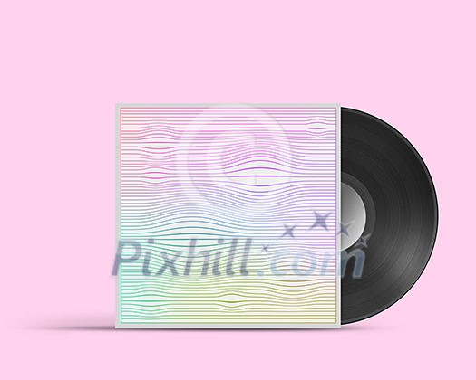 Vintage vinyl record from paper box over pink background Vintage vinyl record from paper box over pink background