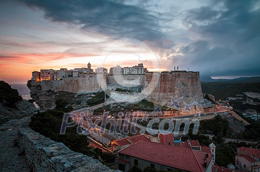 Gathering storm over military cemetery in Bonifacio, Corsica, France Gathering storm over military cemetery in Bonifacio, Corsica, France