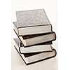 Stack of old hard cover leather bound books