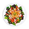 Plate of healthy green garden salad with fresh vegetables from above