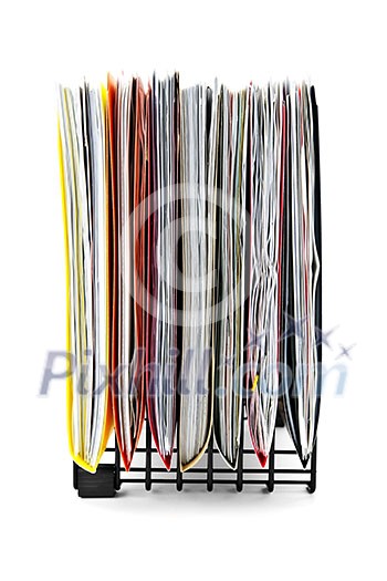 File folders with documents in vertical organizer File folders with documents in vertical organizer