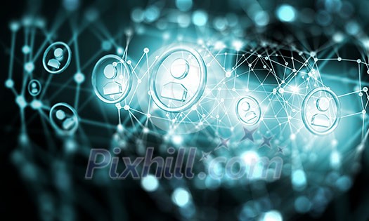 Digital technology background with social networking and interaction concept Digital technology background with social networking and interaction concept