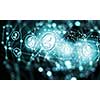 Digital technology background with social networking and interaction concept