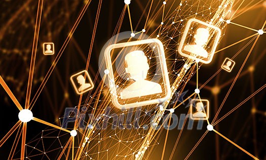 Digital technology background with social networking and interaction concept Digital technology background with social networking and interaction concept