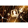 Digital technology background with social networking and interaction concept