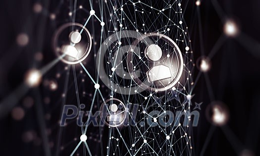Digital technology background with social networking and interaction concept Digital technology background with social networking and interaction concept