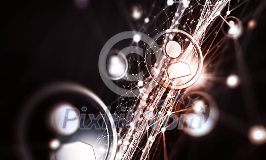 Digital technology background with social networking and interaction concept Digital technology background with social networking and interaction concept