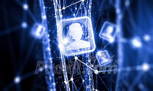 Digital technology background with social networking and interaction concept Digital technology background with social networking and interaction concept
