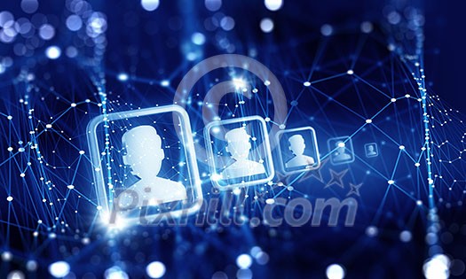 Digital technology background with social networking and interaction concept Digital technology background with social networking and interaction concept