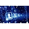Digital technology background with social networking and interaction concept