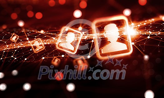 Digital technology background with social networking and interaction concept Digital technology background with social networking and interaction concept