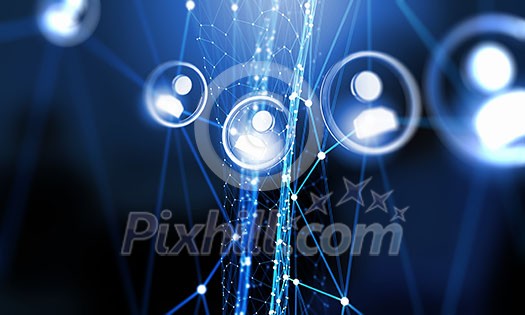 Digital technology background with social networking and interaction concept Digital technology background with social networking and interaction concept