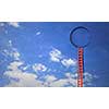Imaginary image of ladder leading to circle door in sky