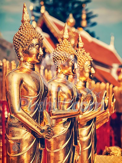 Vintage retro effect filtered hipster style image of Buddha statues in Wat Phra That Doi Suthep, Chiang Mai, Thailand Vintage retro effect filtered hipster style image of Buddha statues in Wat Phra That Doi Suthep, Chiang Mai, Thailand