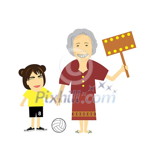 granddaughter and grandmother character vector cartoon granddaughter and grandmother character vector cartoon