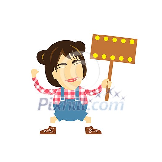 vector character cartoon holding an empty sign vector character cartoon holding an empty sign