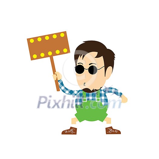 vector character cartoon holding an empty sign vector character cartoon holding an empty sign
