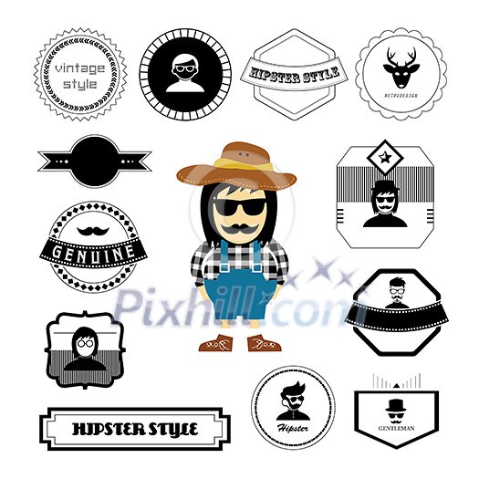 vector character cartoon hipster style vector character cartoon hipster style