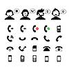 operator customer support and basic  phone vector icon set 