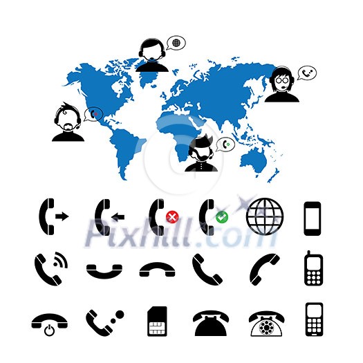 operator customer support and basic phone vector icon set operator customer support and basic phone vector icon set