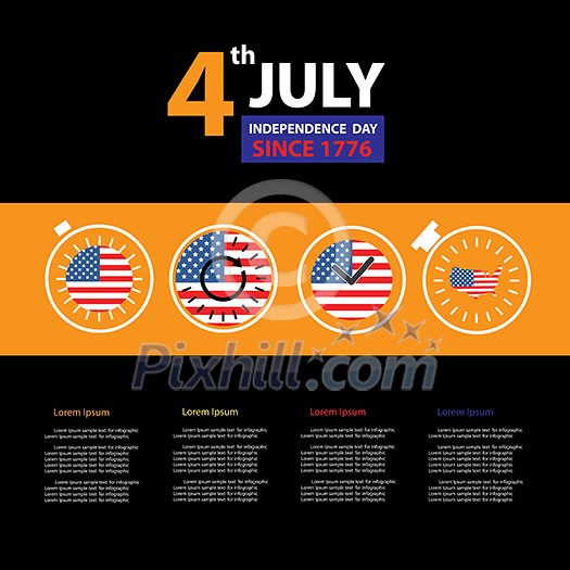 vector american flag in clock for independence day time vector american flag in clock for independence day time