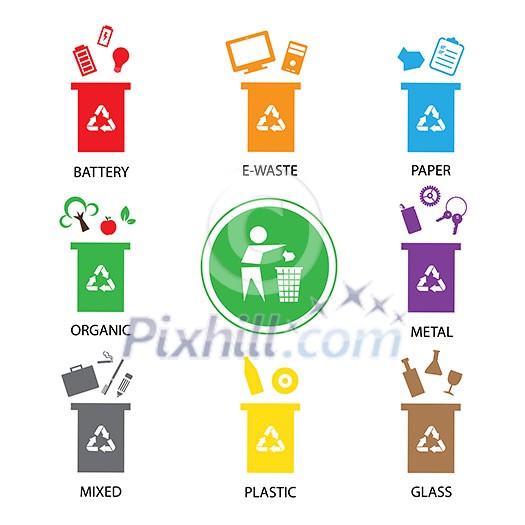 vector trash categories recycle garbage bin vector trash categories recycle garbage bin