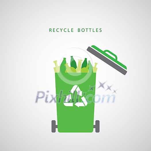 vector bottles in a green recycling bin vector bottles in a green recycling bin