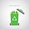 vector bottles in a green recycling bin 